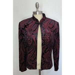 Sheri Martin Formal Evening Ornate Statement Jacket Size 10 Black/Red Metallic